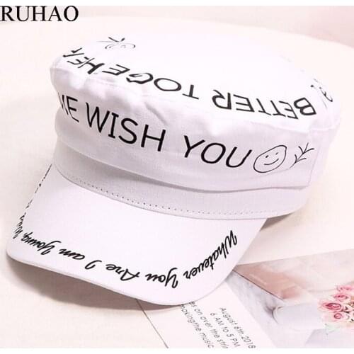 New Autumn Hats For Women Men Octagonal Cap Washed Denim Letter Baseball Caps Sun Visor Hat Gorras Casquette Touca Black Casual