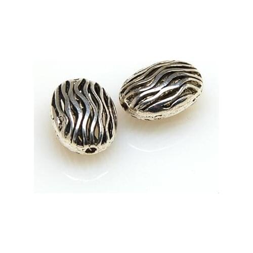 Miasol 200 pcs Antique Silver Plating Alloy Filigree Cast Hollow Stripe Oval Bead 9*13*17mm For Diy Jewelry Making