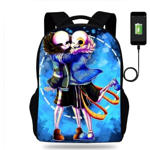 Hot Game Undertale Backpack Boy Girl School Bag Children Teenager USB Charging Daily Travel Backpack Kid Gift Schoolbags Mochila