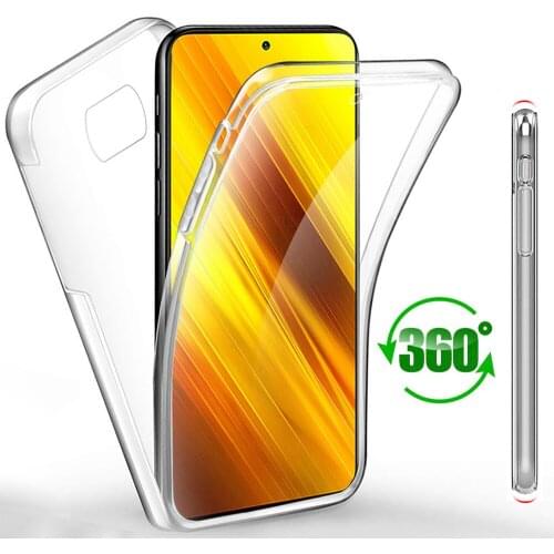 For Xiaomi Poco X3 6.67inch 360 full cover transparent case for poco x3 pro nfc poko m3 pro 5g f3 Shockproof silicone cover