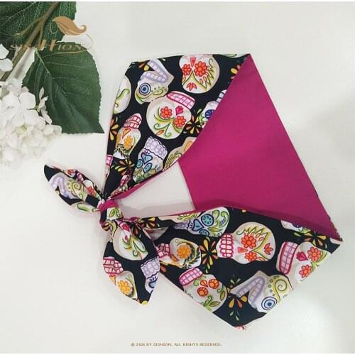 SISHION Vintage 50s Retro Rose Red Skull Floral Opaska VD1907 Hair Accessories Headband Scrunchies Haarband Hair Ties for Women