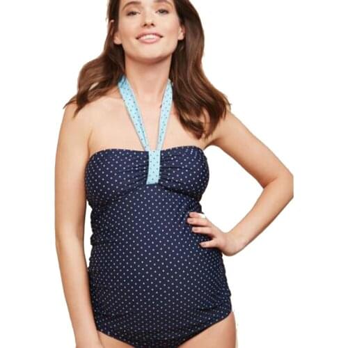 Dot One Piece Swimsuit Sexy Women Blue Polka-dot Splice Swimsuit Print Split Bikini Pregnant Swimwear Suit for Pregnant Women
