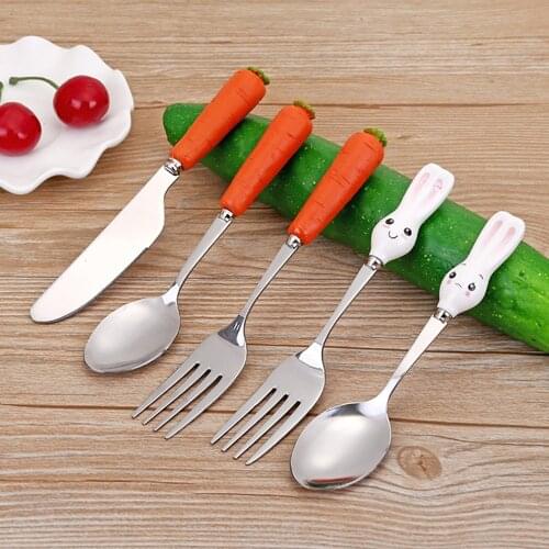 304 Baby Feeding Table Spoon Stainless Steel Dessert Spoon for Kids Baby Fork Gadget Feed kid Kids Cutlery for Kids