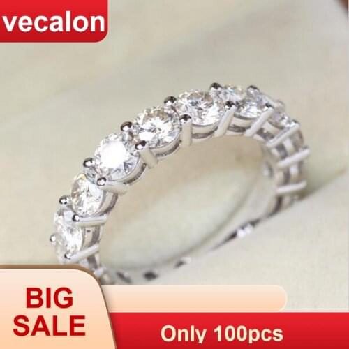 Vecalon Fashion Women Jewelry ring Round 4mm AAAAA Zircon Cz 925 Silver Jewelry Engagement wedding Band ring for women Gift