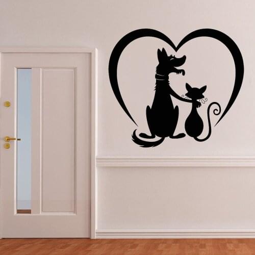 Pet Grooming Wall Decal Vinyl Animals Dog Cat Friends Pet Shop Wall Sticker Waterproof Pets Grooming Salon Decoration Mural Z646