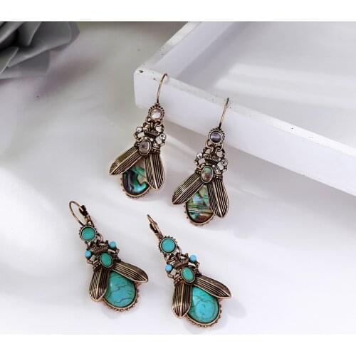 Kissme Dangle Earrings New Insect Series Earrings for Women Natural Stone Cultured Pearl Vintage Jewelry Accessories Brincos