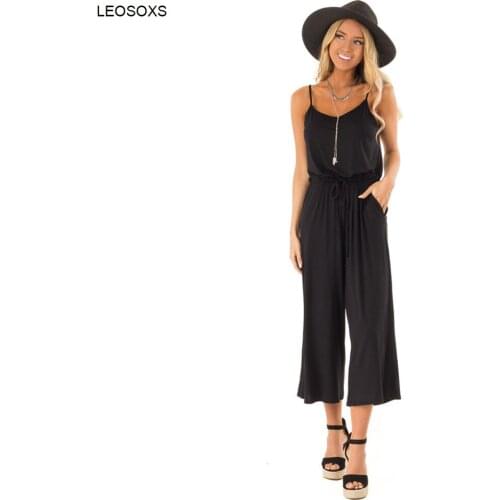 2021 New Casual Pocket Lace Up Womens Pants Solid Color Suspender Jumpsuit Fashion Loose Casual Outfit