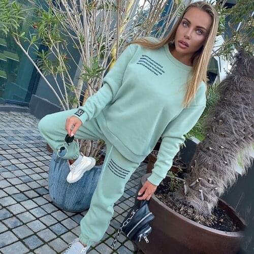 Women Tracksuit 2021 Autumn Oversize Hoodie Long Sleeve+Jogging Pants Suit Female Letter Sports Suits Fitness Sportswear Suits