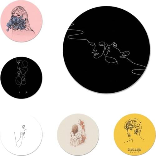 Retro Art line pair Icons Pins Badge Decoration Brooches Metal Badges For Backpack Decoration