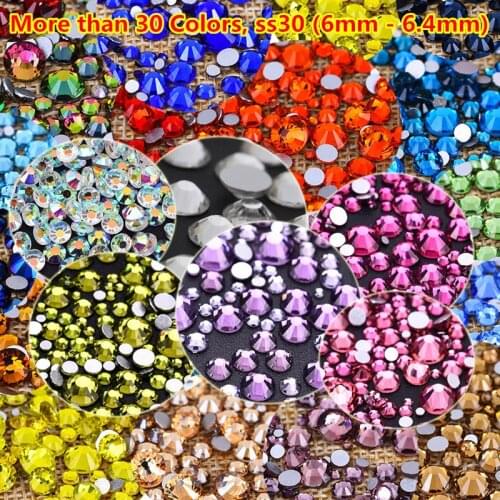 30 Colors ab Crystal Red 3D Nail Art Rhinestones ss30 Glass Nail Art Strass Crystal swarovsky Non Hotfix Nail Art Decorations