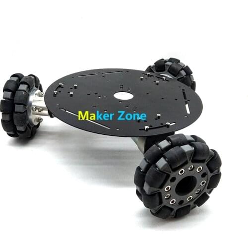 3WD 100mm Omni Wheels Robot Car Chassis, Stain Steel Frame .Big Power Motor, For DIY Toy Car, Owni Robot Competition