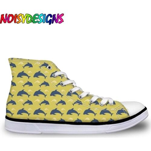 NOISYDESIGNS Cartoon Dolphin Print Women Vulcanized Shoes Woman Sneakers Breathable Female Canvas Shoes Comfortable Big Size 45