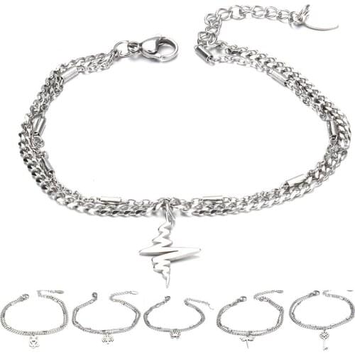 Stainless Steel Key Butterfly Tree Dragonfly Owl Bracelets for Women Party Gift Fashion Chain Charm Bracelets Jewelry Wholesale