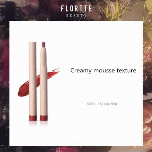 FLORTTE Brand Nice Lipstick Pencil Lip Liner Matte Velvet Lipstick Silky Soft Mist Rich Color Rendering Women Beauty Cosmetics