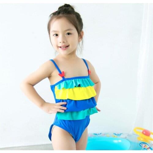 Children One Piece Swimsuit 1-6 Y Girls Sling Swimwear Kids Patchwork Swimming Pool Suit Baby Sandy Beachwear