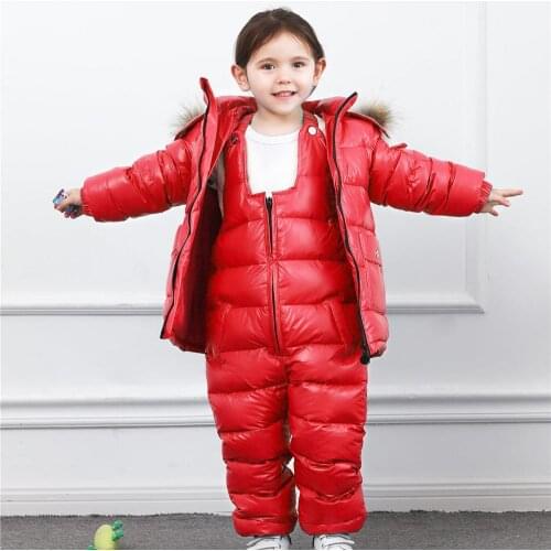 2019 infant baby 2pcs winter down coat baby girls snowsuit kids jumpsuit children sparkle color outerwear clothing set S308