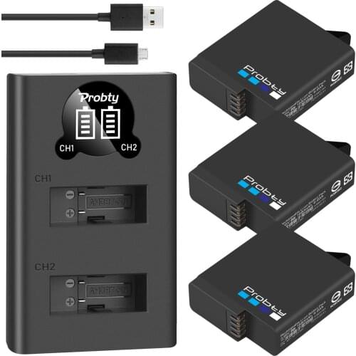 For GoPro Hero 7 hero 6 hero 5 Black Battery + LED dual Charger for Go Pro Hero7 hero6 hero5 Black camera AHDBT-501battery