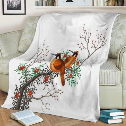 Bird Flannel Throw Blanket 3D Printed Keep Warm Sofa Child Blanket Home Decor Textiles Dream Family Gift