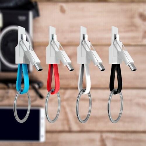 3 In 1 Keychain Short USB Cable Mobile Phone Magnetic Charger Wire USB Type C 8 Pin Charging Data Cord For iPhone Xiaomi Samsung