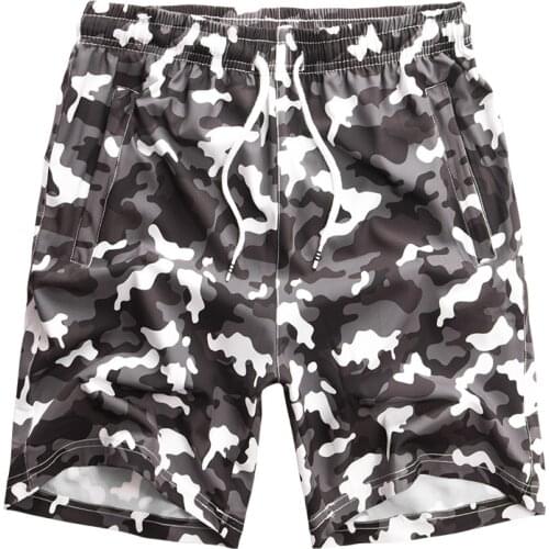 Camouflage Beach Shorts Men Bottoms Quick Dry Shorts Printing Swimming Surfing Short Summer Draw String Elastic Waist Shorts Men