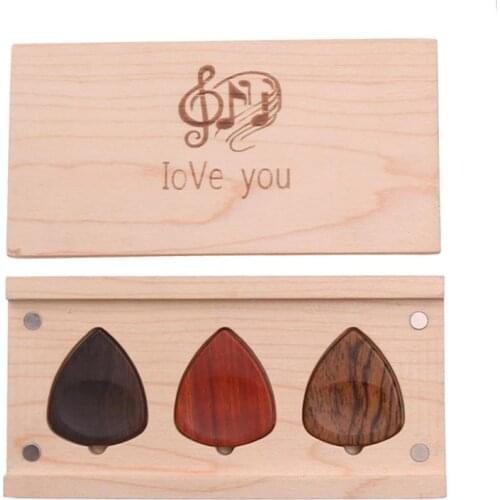 Guitar Pick Box Handmade Wooden Storage Case Plectrum Pick Box For Guitar Musical Instrument