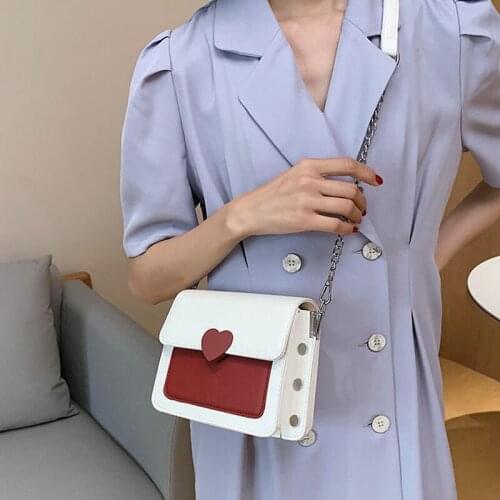 LHXCY Love Buckle White Crossbody Bag Korean Style Clamshell Pu Leather Purses And Handbags Simple Designer High Quality Handbag