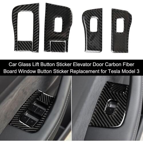 Car Glass Lift Button Sticker Elevator Door Carbon Fiber Board Window Button Sticker for Tesla Model 3 auto styling
