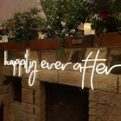 Custom Led Happily Ever After Neon Light Sign Wedding Decoration Bedroom Home Wall Decor Marriage Party Decorative Illuminated