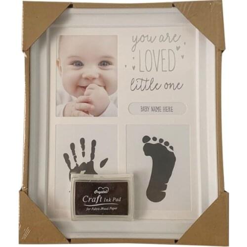 Newborn Hand and Foot Print Ornaments 12 Months Photo Frame with Craft Ink Pad Home Decoration Baby Kids Birthday Gift N84E
