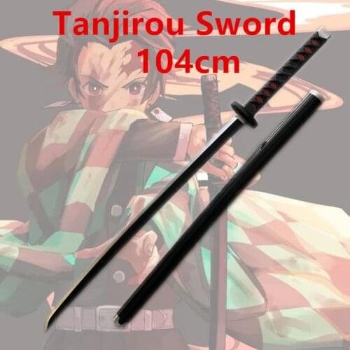 104cm Demon Slayer 1:1 Sword Weapon Kamado Tanjirou Black Sowrd Cosplay Ninja Knife PU Prop Kimetsu no Yaiba Anime Sword Lover