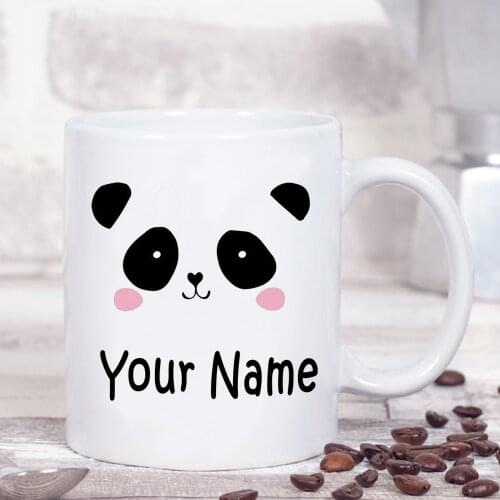 Personalised Custom Printed Mugs Cute Panda Tea Coffee Mug Cup Girl Wife Gift Milk Cups Name Text Drop Shipping