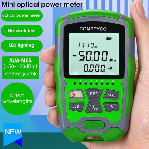FTTH Mini Optical Power Meter AUA-G70A/50A OPM Fiber Optical Cable Tester -70dBm~+10dBm SC/FC/ST Universal interface Connector