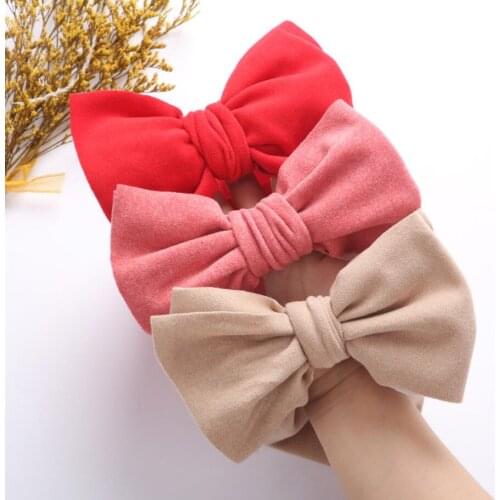 24pcs/lot 7" Large Bow Headband For Girls Baby Hair Bows Turban Head Wraps Newborn Top Knot Hairband