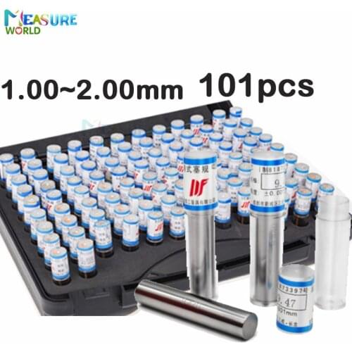 1.00~2.00mm Precision Steel Pin Gauge 1.00~2.00 step 0.01mm Smooth Plug Gauge Hole Gauge set pin Measuring Tool,101pcs/lot