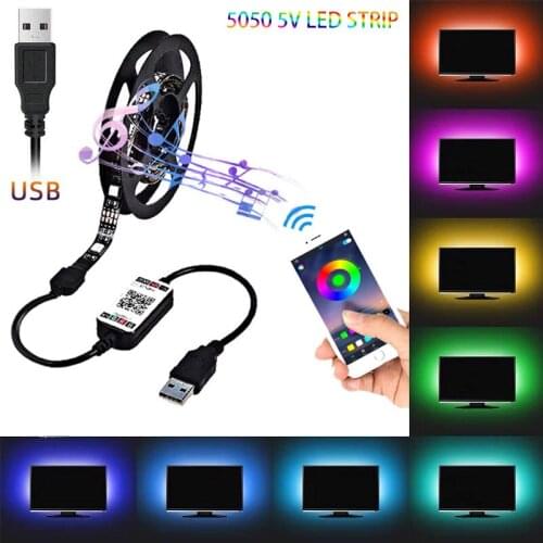 RGB 5V USB led strip lights 5050 DC LED Light Flexible 1M 2M 3M 5M Bluetooth RGB strip Led lights for room TV BackLight Led tape