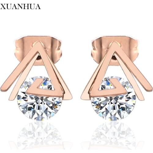 XUANHUA Rose Gold Stud Earrings For Lovers Stainless Steel Jewelry Woman Vogue 2019 Fine Jewelry Accessories Gifts For Women