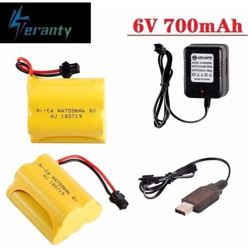 SM Plug) Ni-CD 6v 700mah Battery + USB Charger For Rc toys Cars Tanks Robots Boats Guns 5* AA 6v Rechargeable Battery Pack