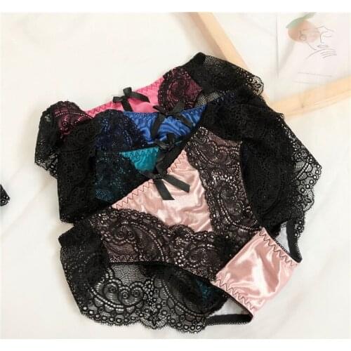 Sexy Ladies Panties Lace Transparent Large Size Cotton Bottom Hollow Female Triangle Underwear Breathable Quality Underwear