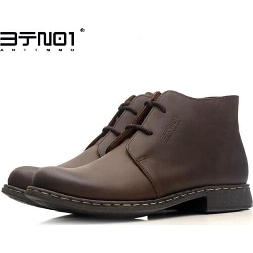 Waterproof !! Mens Retro Boots Round Toe Work Safety Ankle Boots Winter Super Warm Plush Snow Boots