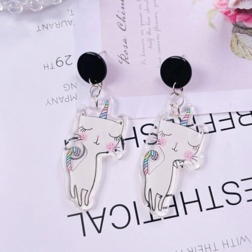 Womens Earrings Acrylic Party Fashion Eardrops Fun Colorful New Cartoon Gift The kitten