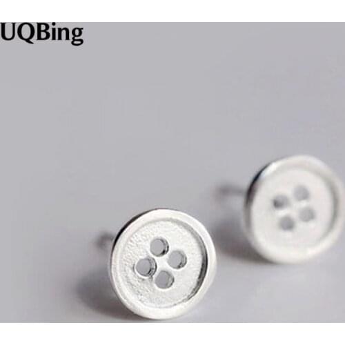 Round Matte Button Silver 925 Stud Earrings For Women Pendientes Plata Brincos