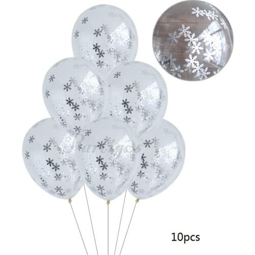 10pcs 12inch Christmas Snowflake Balloons Winter Birthday Theme Confetti latex Balloon Kids Toys Xmas Party Snowflake Supplies