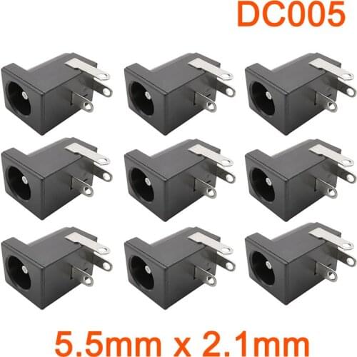 10Pcs DC005 DC Power Socket Connector 2.1mmX 5.5mm DC-005 3Pin Barrel-Type DC Power Supply Jack Female PCB Holder Mount Terminal