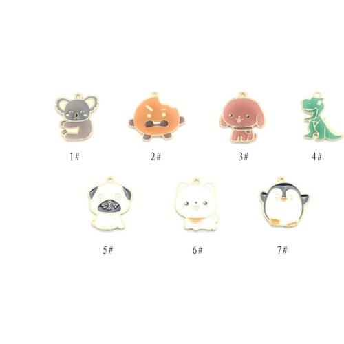 10pcs/lot Cute Animal Dangle Handmade Enamel Charms Pendant DIY for Bracelet Necklace Bag