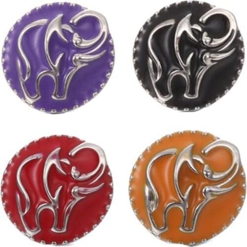 10pcs/lot Wholesale 18MM Snap Jewelry Elephant Rhinestone Metal Snap Buttons fit 18mm Snap Bracelet Bangle For Women Jewelry