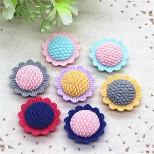 10pcs Mix Colors Kawaii Resin Matte Sunflowers Flatback Cabochon DIY Decorative Craft Scrapbooking,24mm