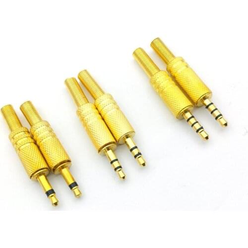 100pcs new Gold plate 3.5mm mono stereo 4 Pole Jack Plug Audio connectors