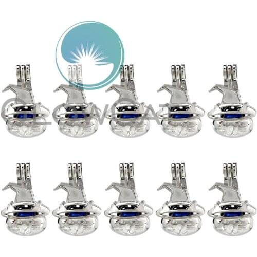 10X K845 Cartoon Cat Beads Cage Locket Pendant Essential Oil Diffuser Stone Pearl Cage Jewelry Making