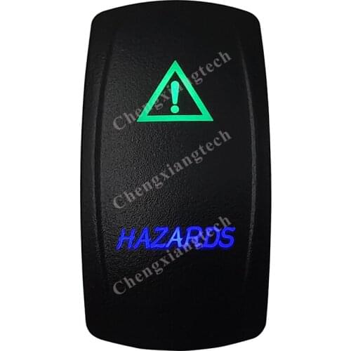 12v/24v Waterproof Marine Grade Boat Car 5P SPST ON-OFF Up Green & Down Blue Led Light Rocker Toggle Switch Hazards