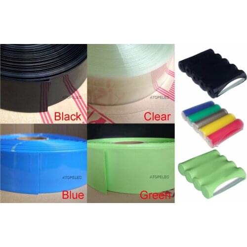 2M (18650 Battery Wrap) Wide 85MM / Diameter 55MM PVC 2:1 Heat Shrink Tubing Black/Red/Yellow/Green/Blue/White/Clear